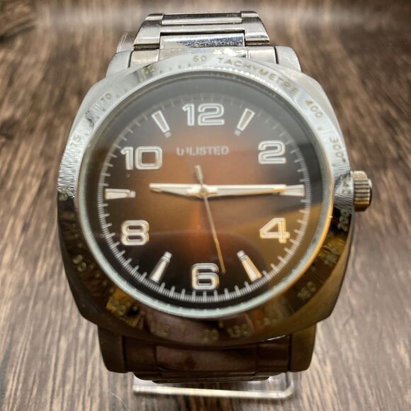 Unlisted Men’s Watch Gunmetal Brown New Battery - Picture 1 of 8